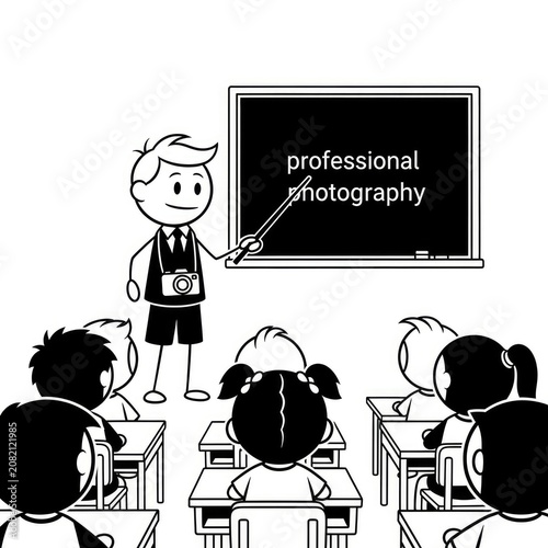 Photography teacher in a classroom setting.