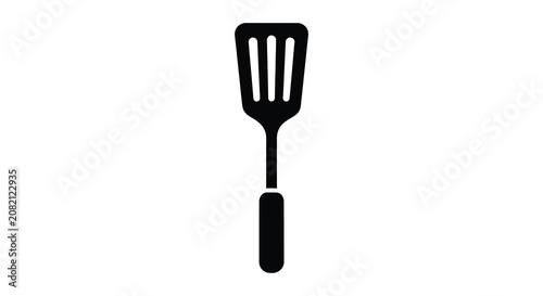 Tableau sur toile Black spatula silhouette against a white background simple kitchen utensil outli