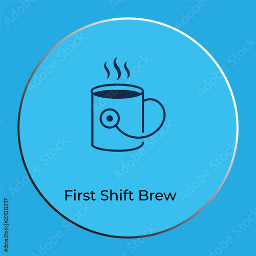 First Shift Brew Minimalist Medical Coffee Logo Vector Template