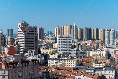 Canvas Print Qingdao Old Town Skyline Mixed with Modern High-Rise Buildings, China