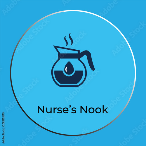 Minimalist Nurse Coffee Shop Logo Design with Pot and Liquid Drop Icon