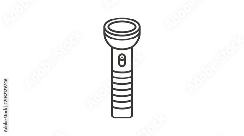 Line drawing of a flashlight with horizontal grip lines and a switch on a white background.