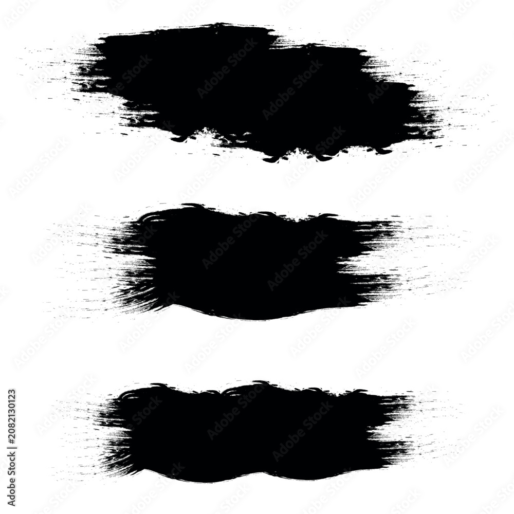 Fototapeta premium Brush lines set. Vector black paint brush on white background.