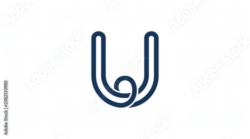 Logo huruf U dengan seni garis saling bertautan minimalis.	