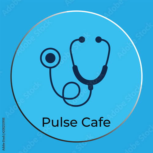 Minimalist Stethoscope Logo Design for Pulse Cafe or Healthcare Branding
