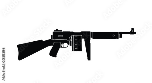 Photos Submachine Gun Silhouette On White Background smg
