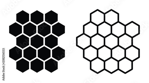 Foto Hexagonal honeycomb pattern black and white silhouette