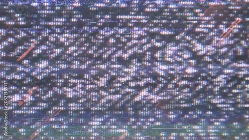 Glitch noise static television VFX. Retro CRT TV Screen Glitch Effect with Pixel Noise and Static Interference Animation Background.