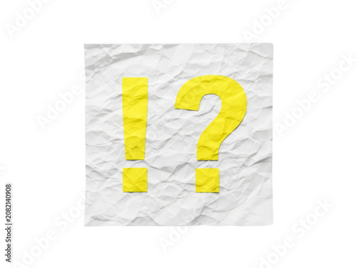 Foto Yellow question mark symbol with dotted outline on a white paper isolated on tra