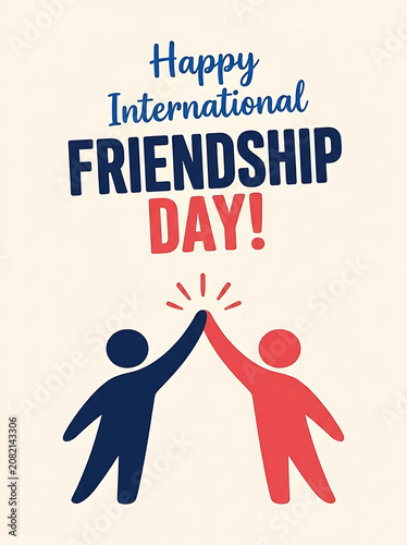 Happy international friendship day greeting card with high five illustration