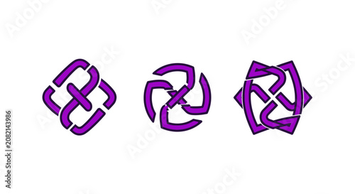 Three Intricate Purple Celtic Knot Designs.