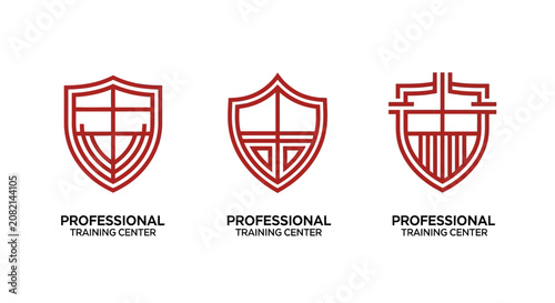 Three Shield Logos for Professional Training Center Branding.
