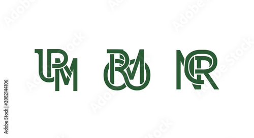 Elegant green monogram letters design set.