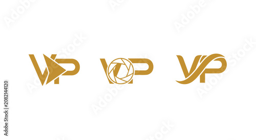 Elegant Gold VP Logo Design Collection.