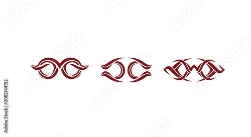 Elegant Red Abstract Swirl Design Elements.