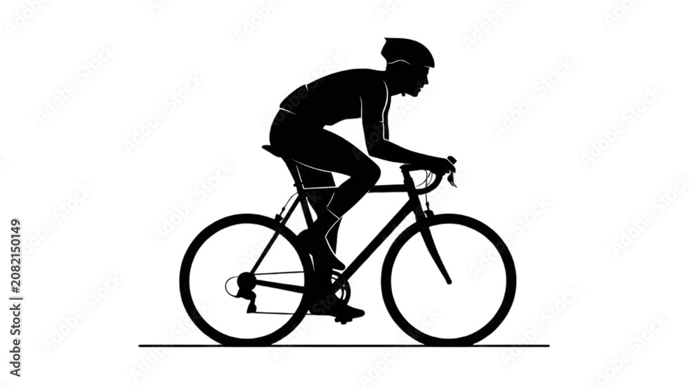 Fototapeta premium Cyclist riding bicycle in a 2D Vector Illustration style