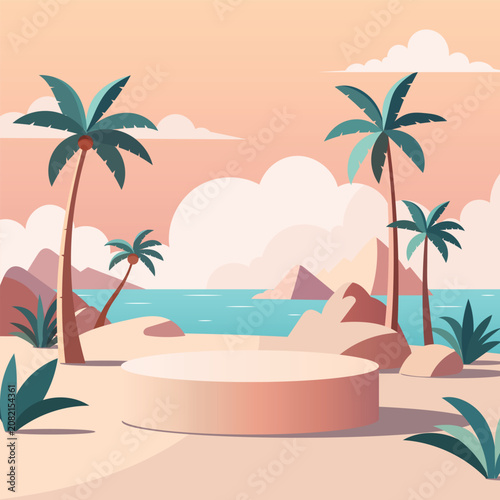 PrintSummer Tropical Island Podium Display Background