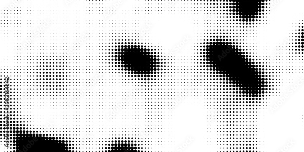 Fototapeta premium Grunge halftone gradient texture. Faded weathered grit noise texture. Black and white sand wallpaper. Retro pixelated backdrop. Anime or manga style comic overlay. Vector textured template surface