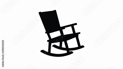A minimalist black silhouette of a modern chair sits alone on a plain background