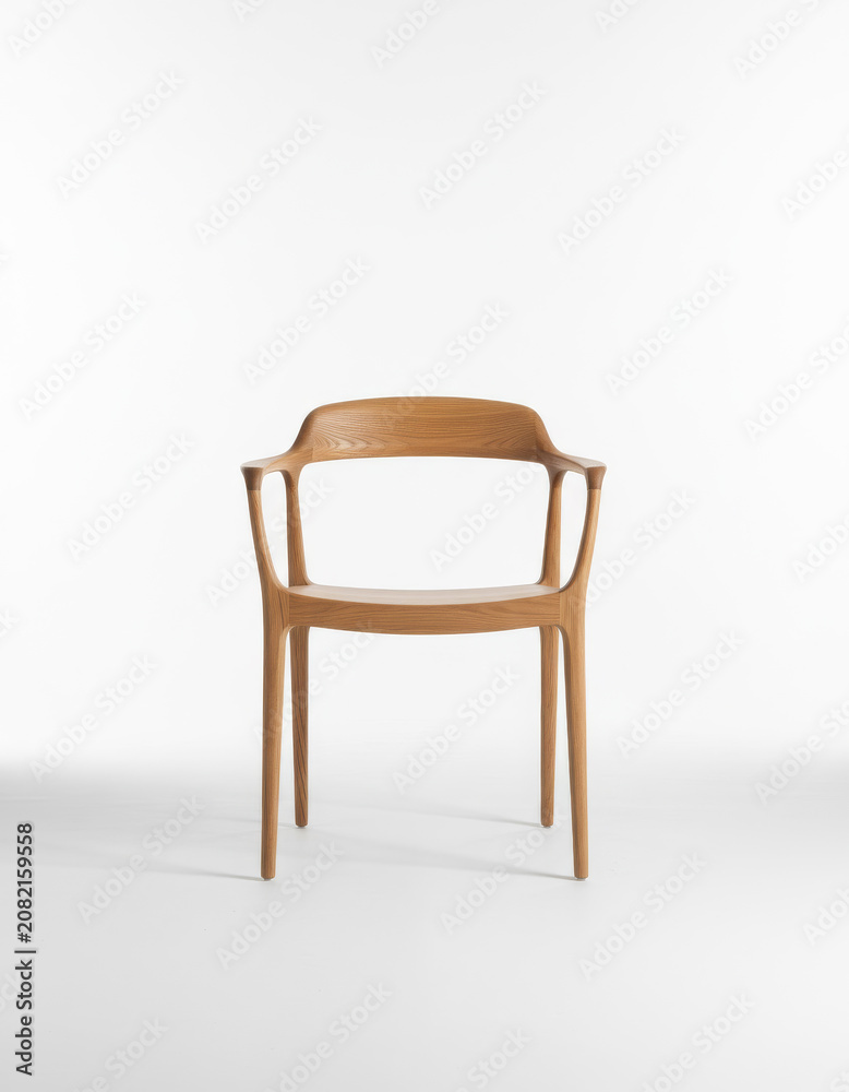 Fototapeta premium Wooden chair with armrests on white background