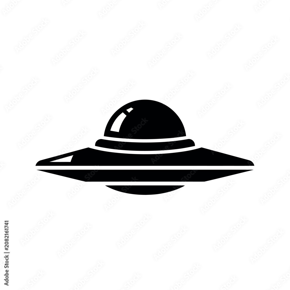 Fototapeta premium Black UFO Spaceship Icon.