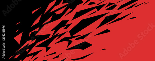 Editable abstract black jagged brushstroke pattern on bright red background for car wrap design or sports jersey merchandise design