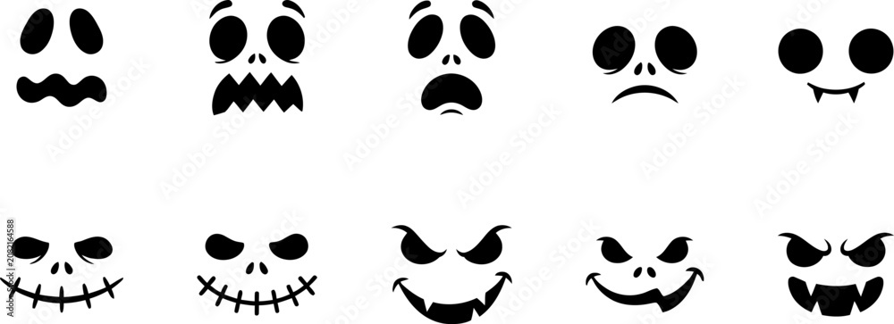 Fototapeta premium Halloween Ghost Face Emoji Collection Vector