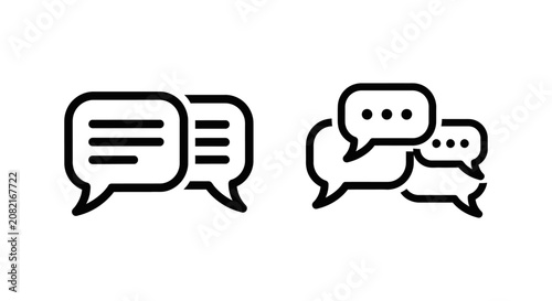 Communication bubbles and speech dialog talk line icons set with communication conversation interaction discussion networking language interface application monochrome feedback