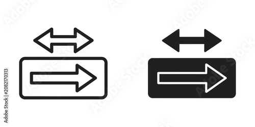 Schilderij op canvas Horizontal directional arrow inside a rectangular box with an additional arrow a