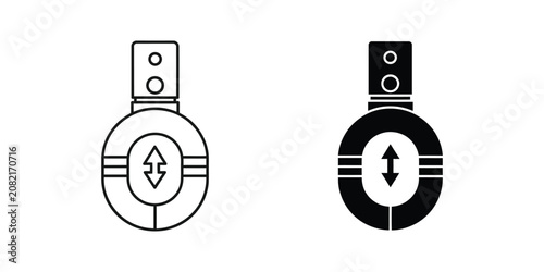Foto Vertical adjustment control set featuring slider mechanism in black outline and