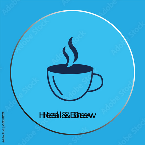 Minimalist coffee cup logo vector icon inside a circle frame