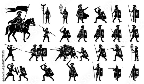 Canvastavla Premium ancient Roman legionary silhouette vector collection featuring centurion