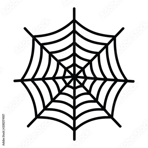 Foto Detailed black spider web icon capturing spooky entrapment for eerie Halloween designs on a clean white background with flat lighting