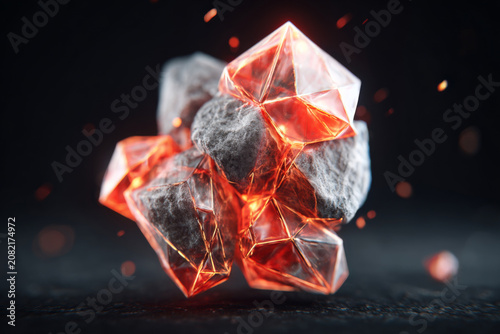 Glowing crystal ore combining with volcanic rocks