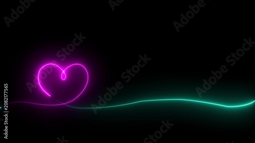 vibrant luminous neon animation featuring a glowing hand heart icon and a broken heart symbol pulsing like a heartbeat on a black background 4k video animation.
