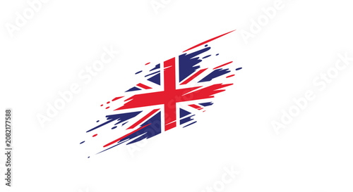Artistic grunge splash of the national flag of the United Kingdom on an isolated clean white background.