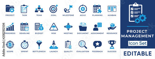 Cuadro en lienzo Agile project management and business workflow solid icon set