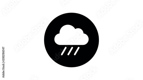 Rainy Weather Circle Vector Icon for Forecast and Climate