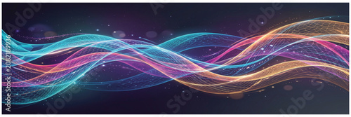 Tableau sur toile Gradient Wave Pattern With Light Streaks And Bokeh Effects