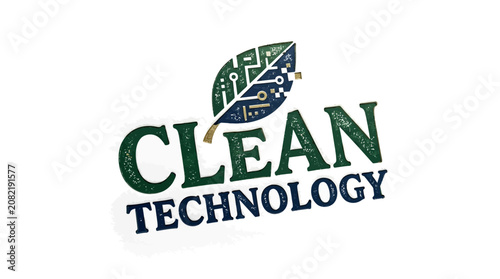 Clean Technology Leaf Logo with Circuit Board Design