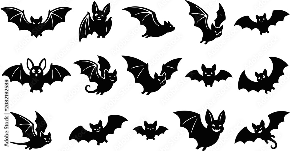 Obraz premium Black bat silhouettes for halloween decorations and designs