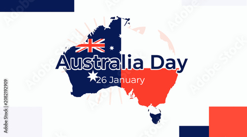 Australia Day Map With Flag and Date - Celebrate National Holiday