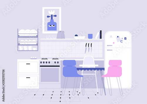 Принти на полотні A charming kitchen filled with vibrant decor showcases a delightful blend of col