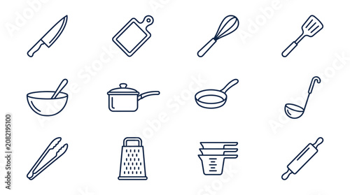 Photos Illustration of kitchen utensils and tools for cooking and food preparation vect