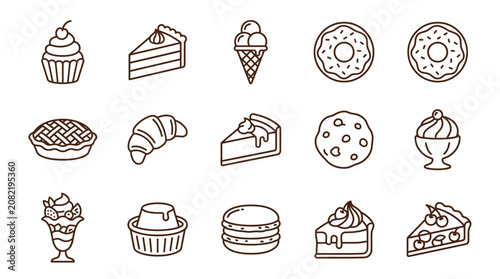 Tableau sur toile A variety of sweet desserts including cupcakes, cakes, and pastries are displayed
