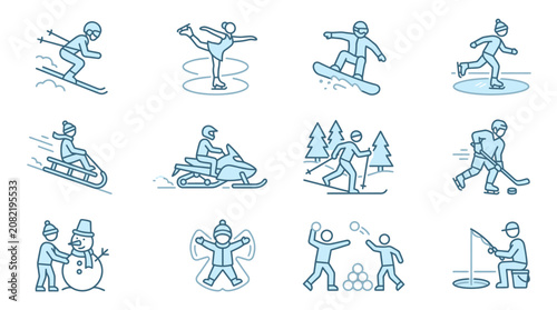 фотографія Winter sports enthusiasts engage in various activities on snowy landscapes with friends and family