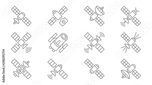 Принти на полотні Satellites are transmitting signals in space with various antennae and solar panels