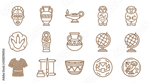 Photos Vector graphics illustration of various symbolic icons from ancient cultures on