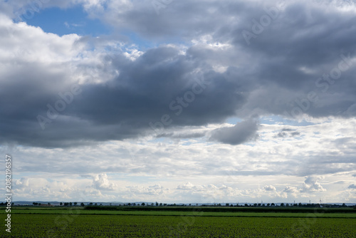 Dark, heavy clouds dominate the landscape