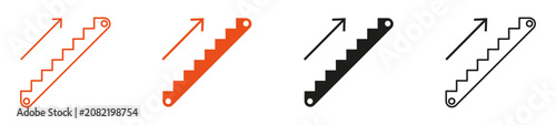 Tableau sur toile Staircase icon set with outline and solid styles for stairs, escalator, building navigation, accessibility, and wayfinding